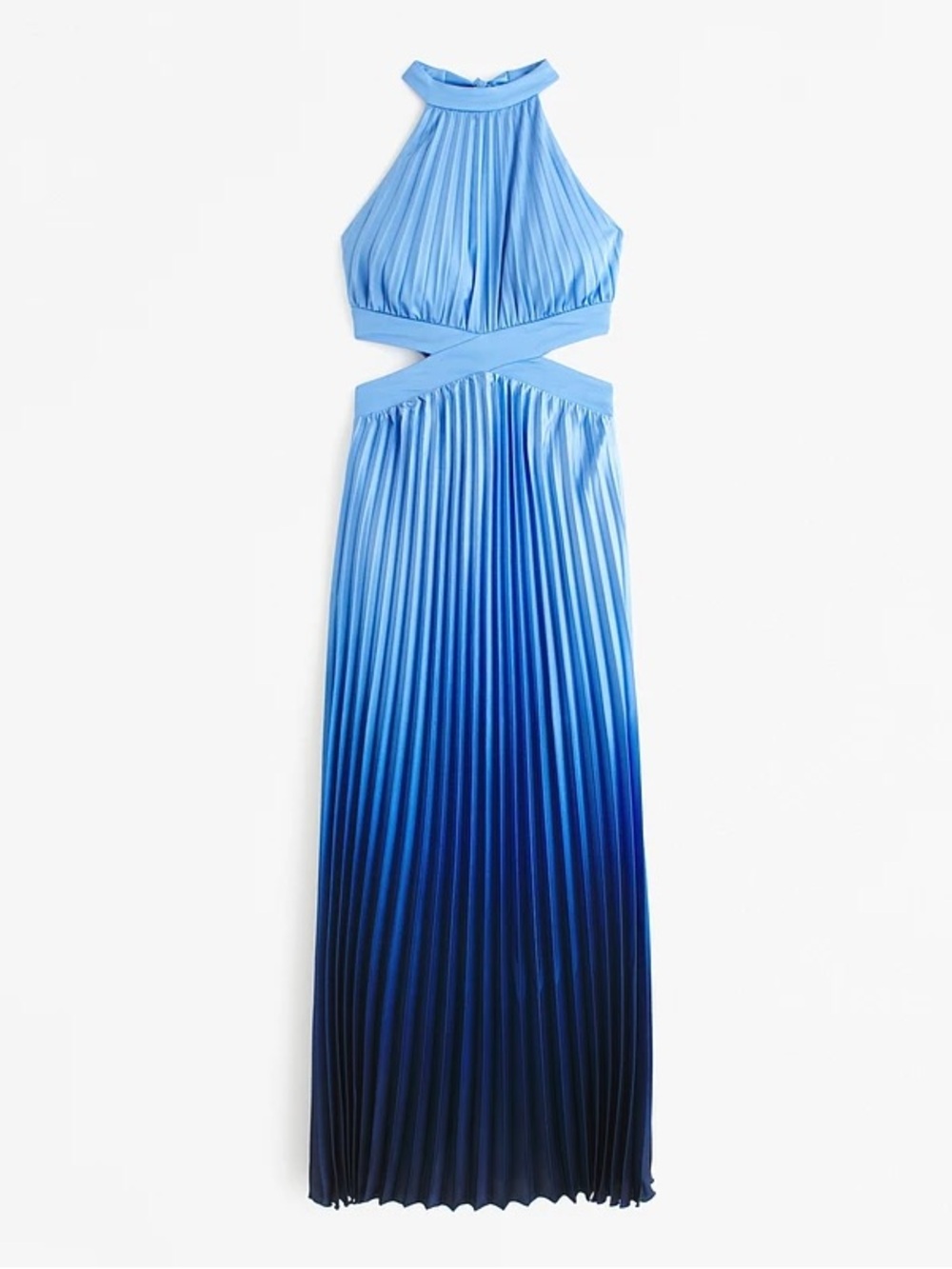 NWOT Abercrombie & Fitch Elegant Navy Blue Pleated Cutout Maxi Dress XSP